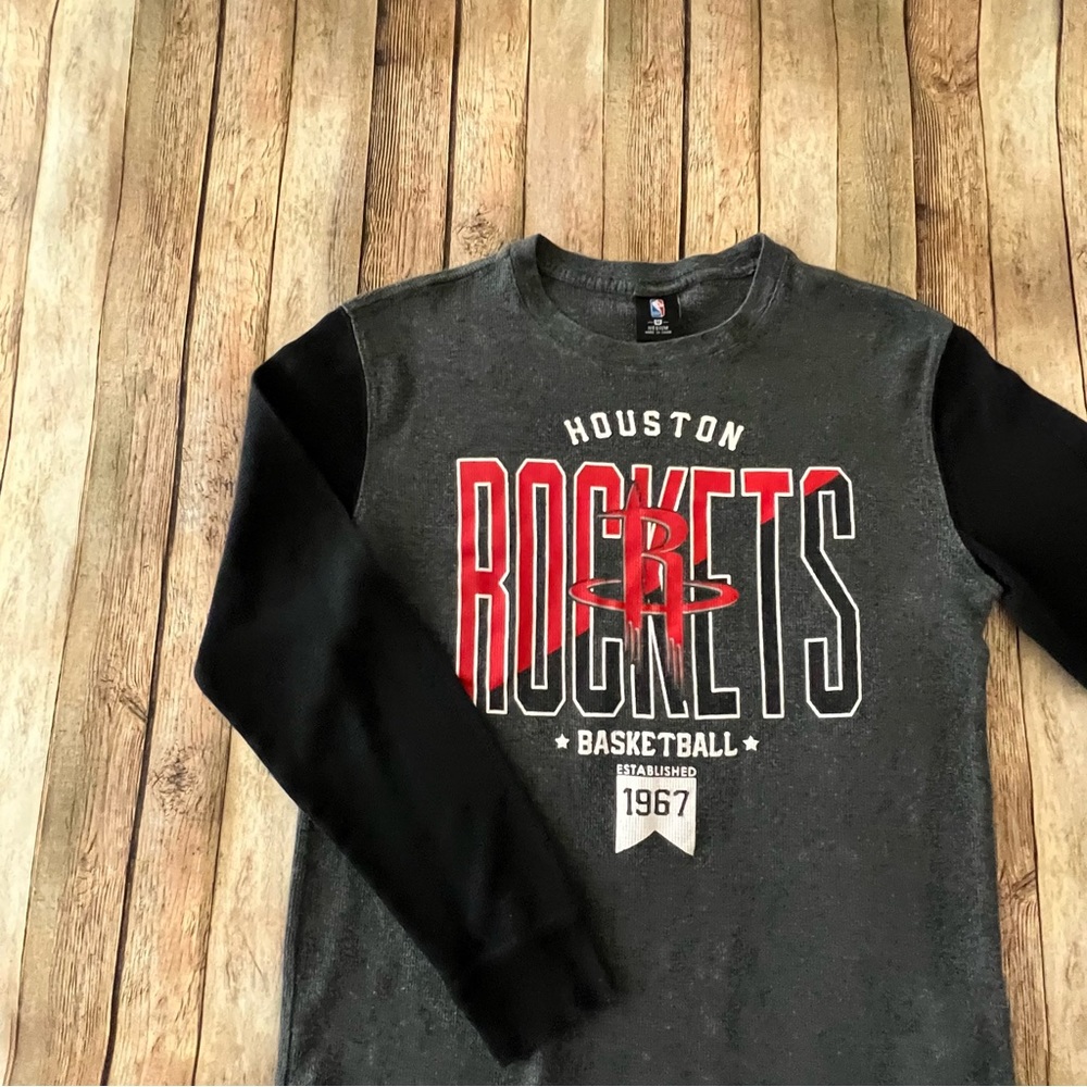 NBA Houston Rockets long sleeve waffle knit Crewneck sweatshirt | size medium - Picture 2 of 9